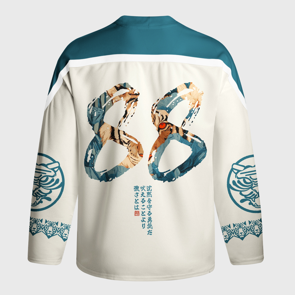Tokyo-Tiger Jungle Whisper: Silent Tiger Long-Sleeve Hockey Jersey
