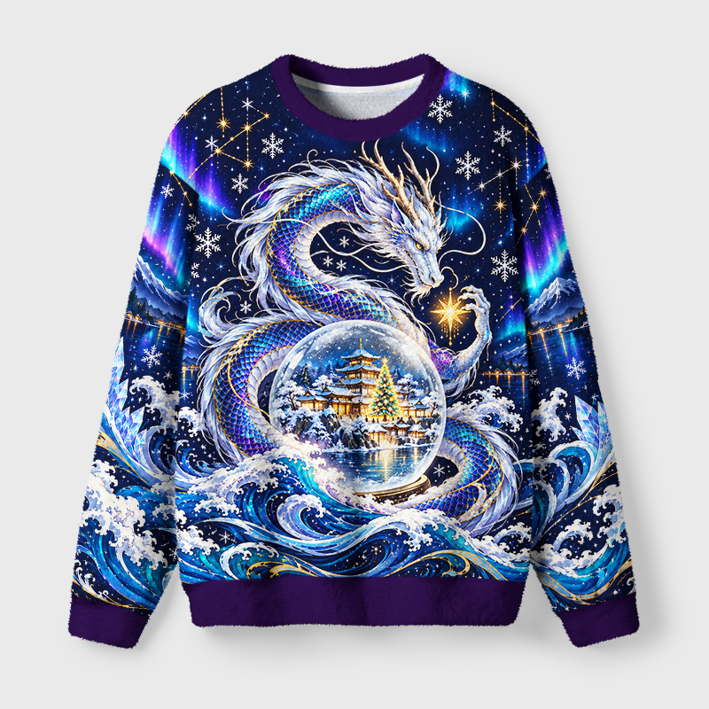 Tokyo-Tiger Magic Christmas Dragon Fuzzy Christmas Ugly Sweatshirt