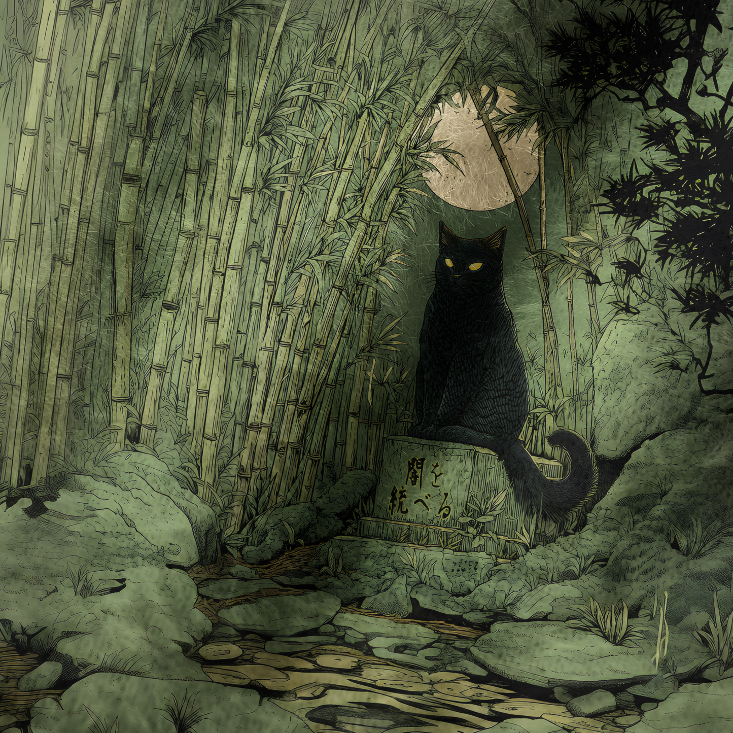 Tokyo-Tiger Cat Under The Moon Fuzzy Beanie