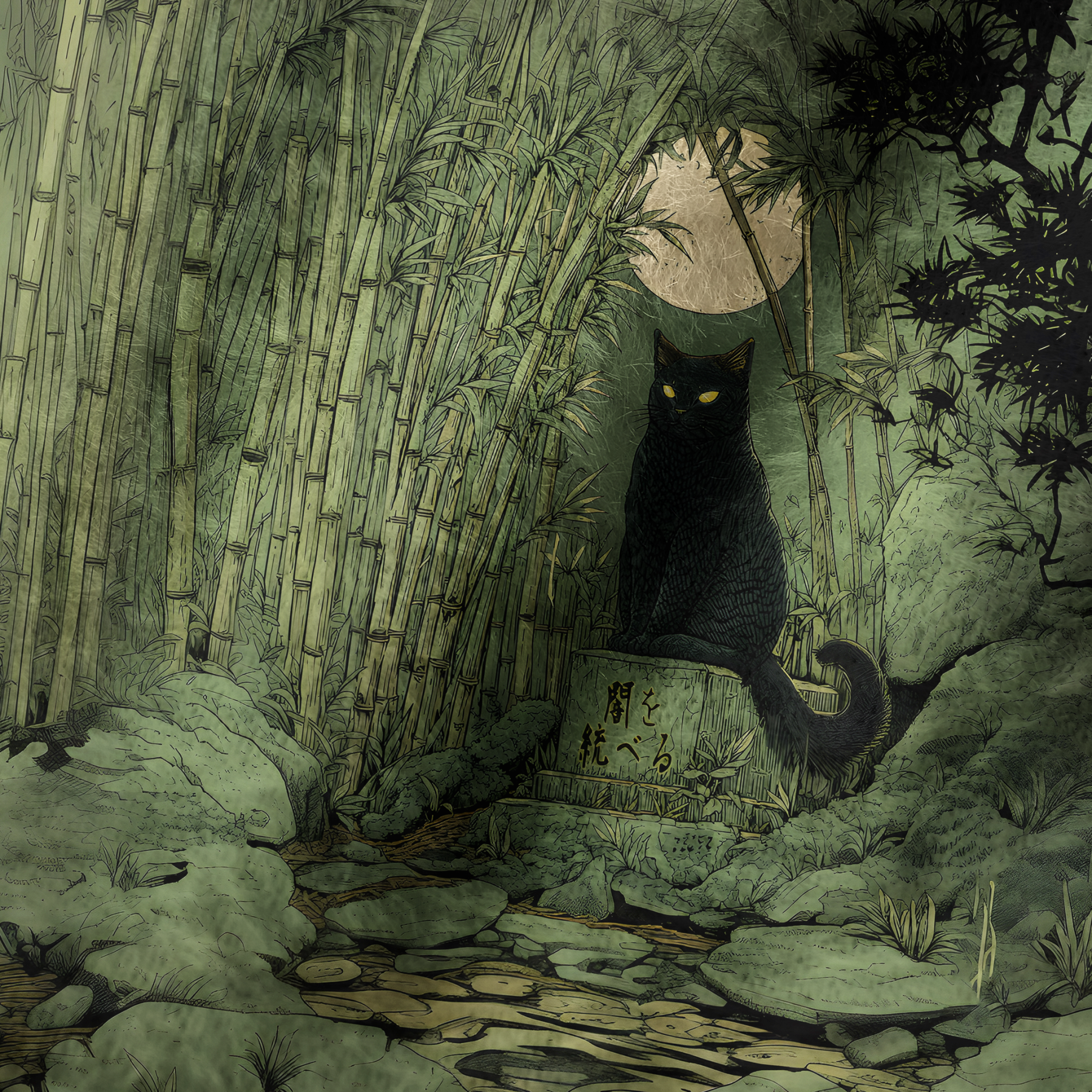Tokyo-Tiger Cat Under The Moon Fuzzy Beanie