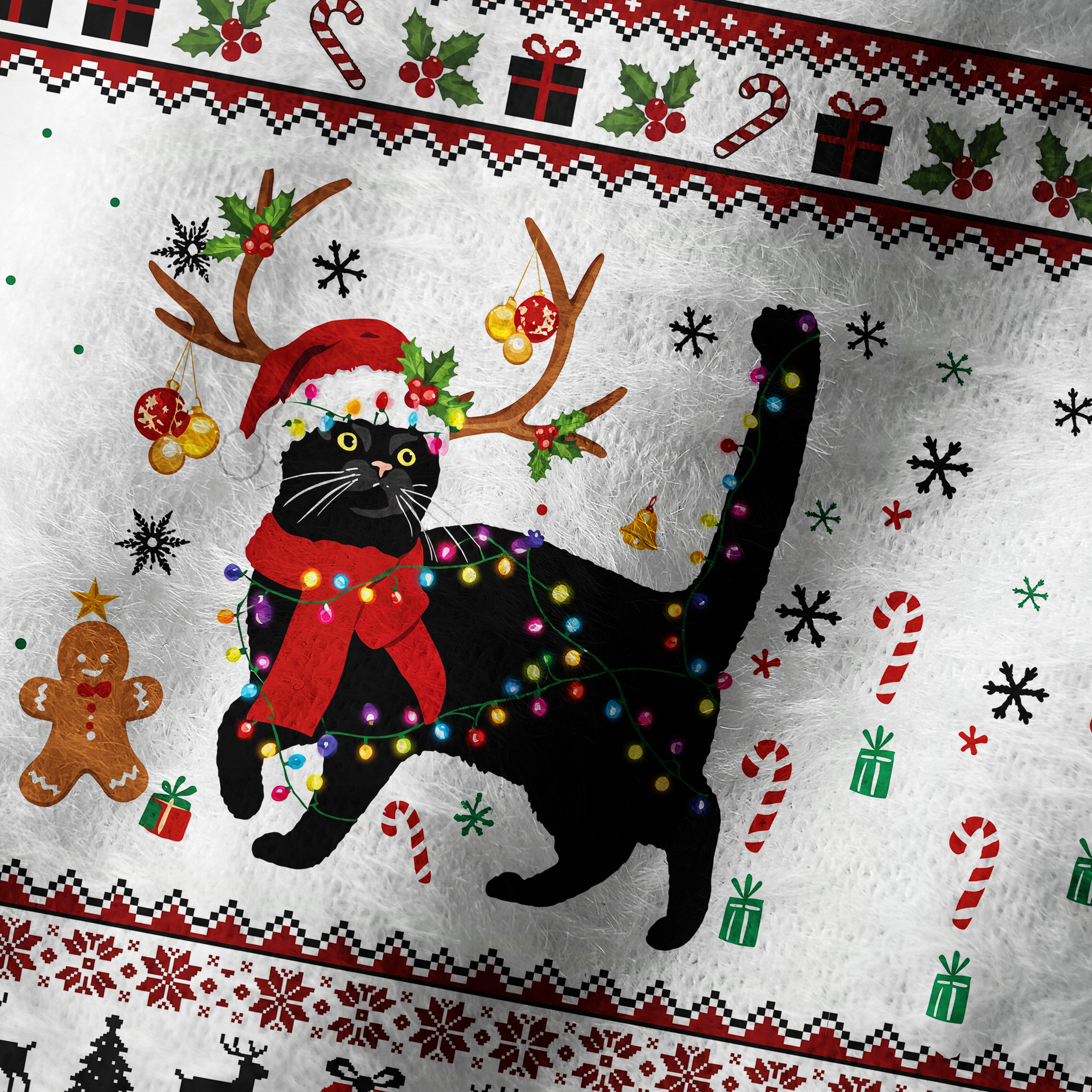 Tokyo-Tiger Christmas Black Cat Fuzzy Beanie