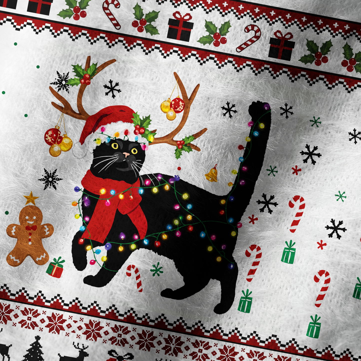 Tokyo-Tiger Christmas Black Cat Fuzzy Beanie
