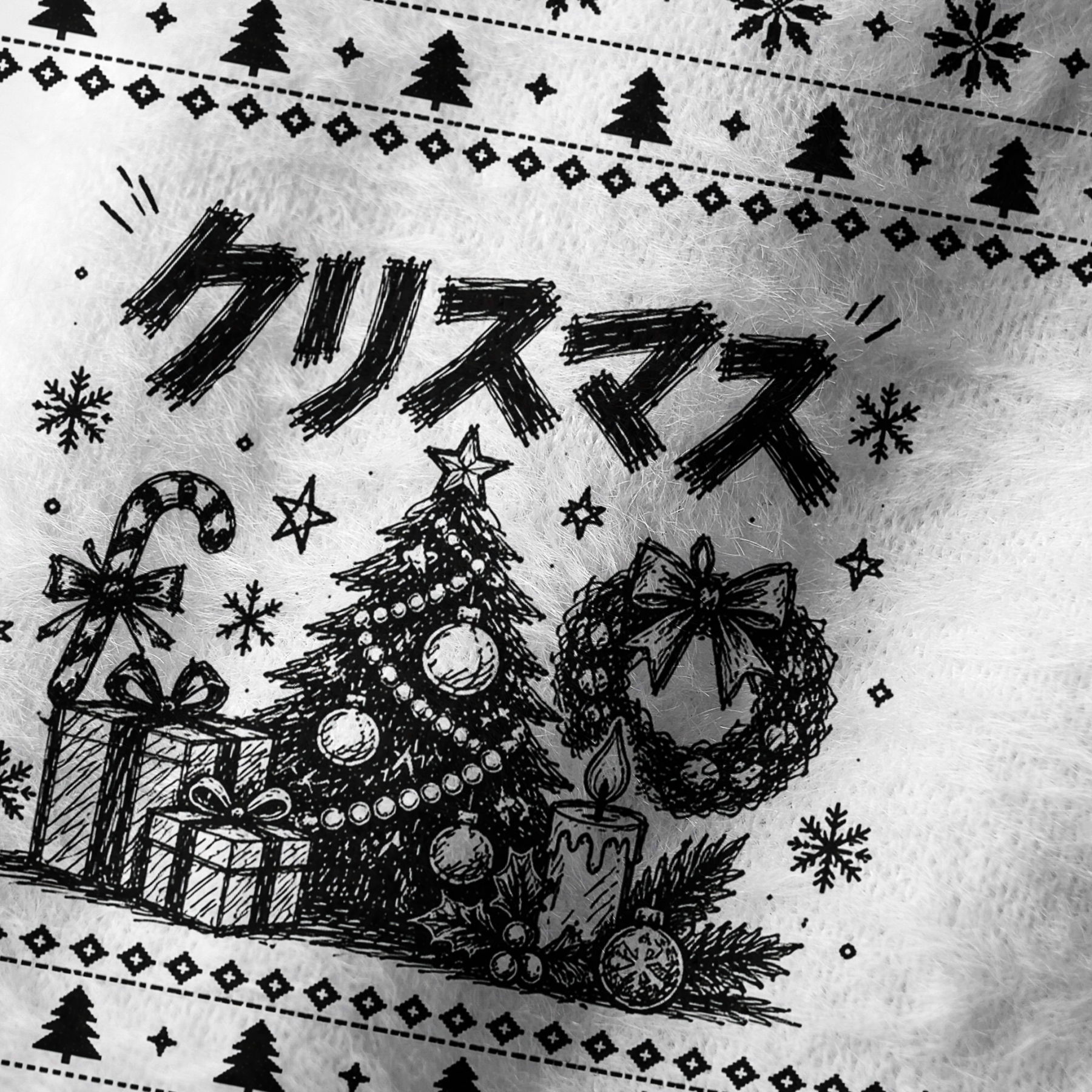 Tokyo-Tiger Sketch Christmas Vibes Fuzzy Beanie