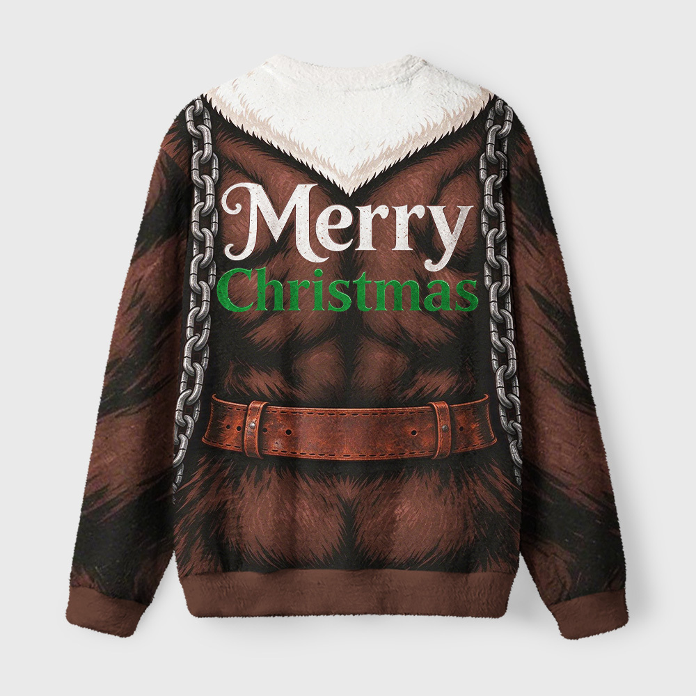 Tokyo-Tiger Krampus Is Coming Fuzzy Christmas Ugly Sweatshirt