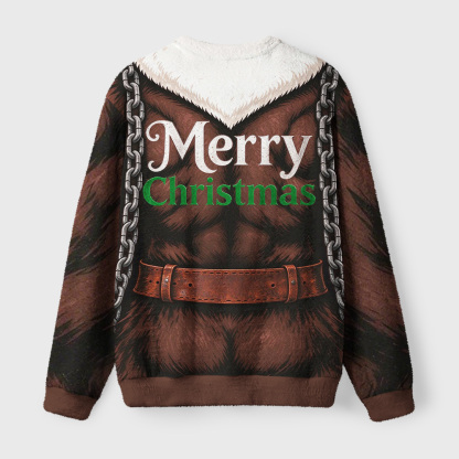 Tokyo-Tiger Krampus Is Coming Fuzzy Christmas Ugly Sweatshirt