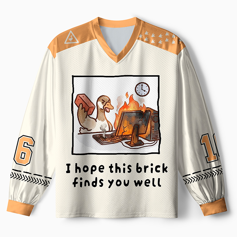 Tokyo-Tiger Office Angry Duck Graphic Paneled Long Sleeve Jersey