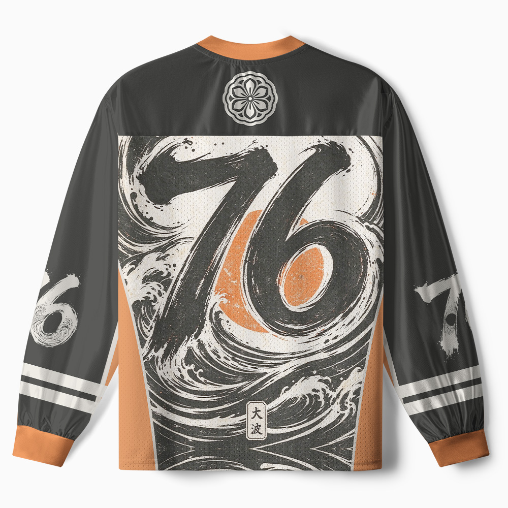 Tokyo-Tiger Great Wave Sunset Paneled Long Sleeve Jersey
