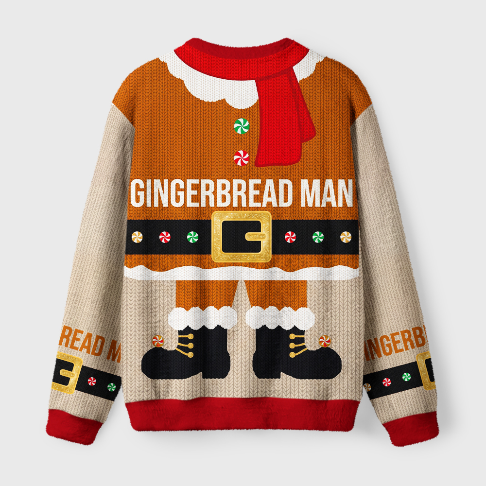 Tokyo-Tiger Gingerbread Man Is Here Fuzzy Christmas Ugly Sweatshirt