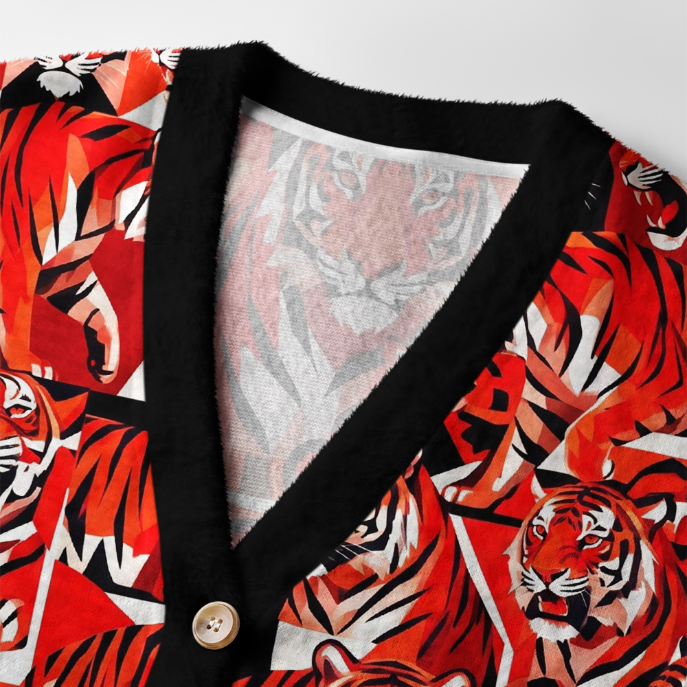 Tokyo-Tiger Tigers On The Edge Of Chaos Ugly Cardigan Sweater