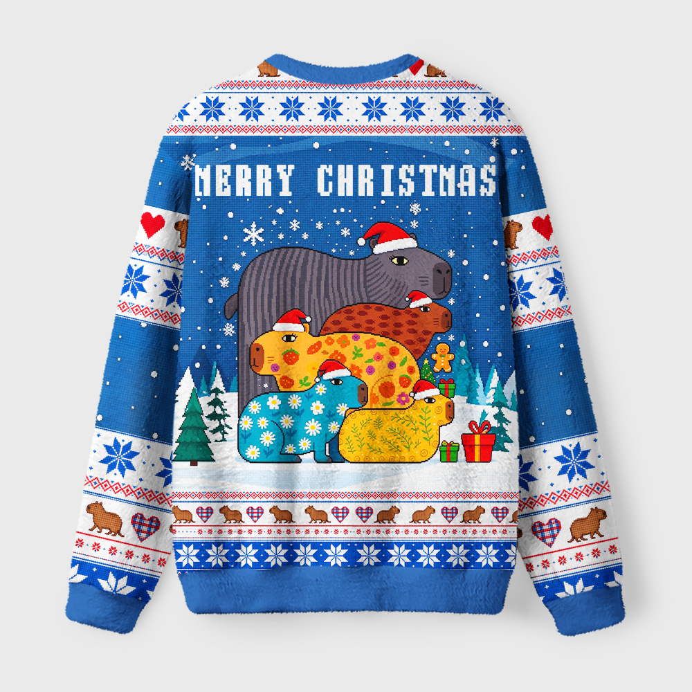 Tokyo-Tiger Capy Holidays Fuzzy Christmas Ugly Sweatshirt
