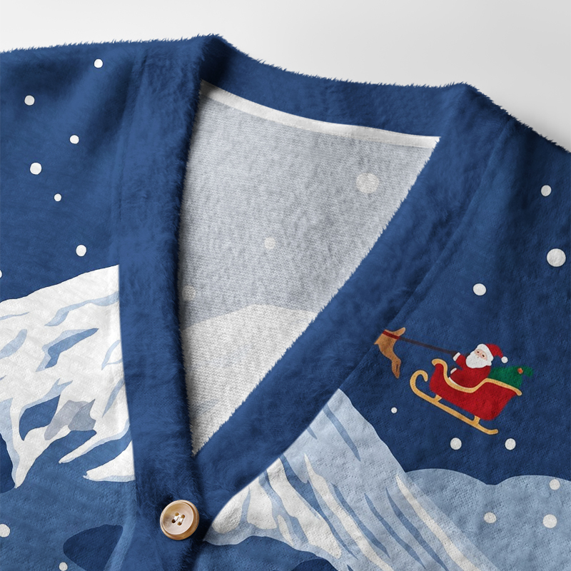 Tokyo-Tiger Snowy Tokyo Cityscape Ugly Cardigan Sweaterr
