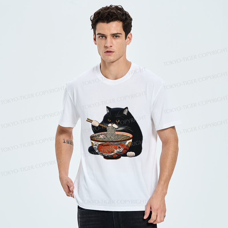 Tokyo-Tiger Fat Cat Eating Ramen Classic T-Shirt