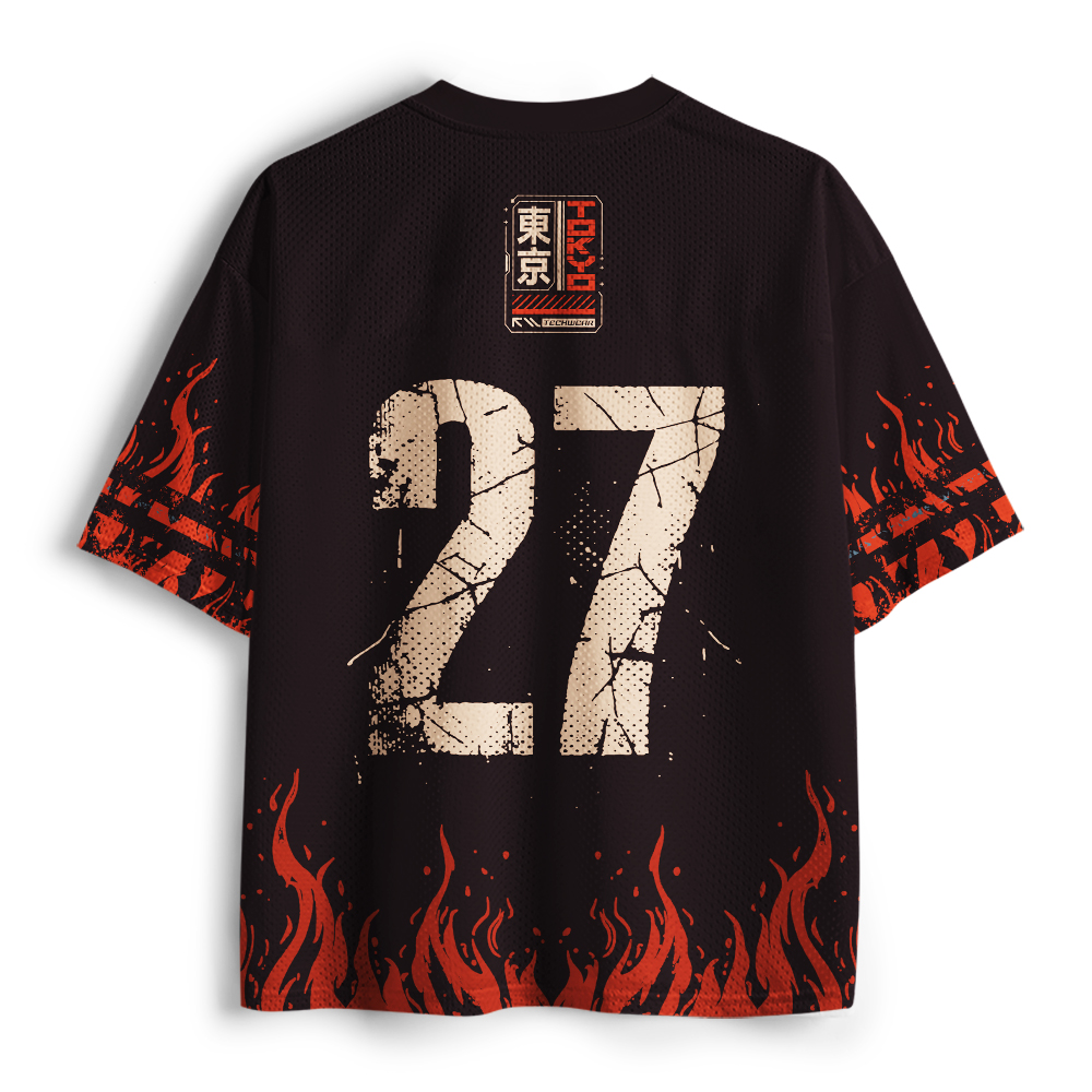 Tokyo-Tiger Retro Steampunk Mecha Cat Monster Graphic Mesh Mesh Jersey