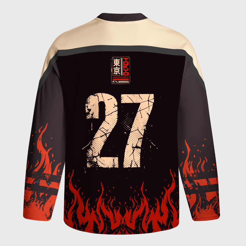 Tokyo-Tiger Retro Steampunk Mecha Cat Monster Long-Sleeve Hockey Jersey