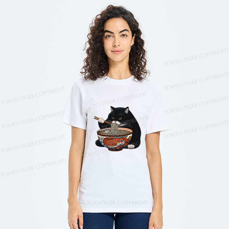 Tokyo-Tiger Fat Cat Eating Ramen Classic T-Shirt