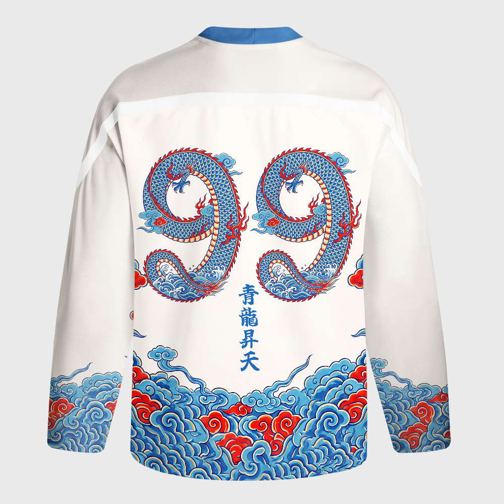 Tokyo-Tiger Traditional Oriental Dragon Cloud Long-Sleeve Hockey Jersey