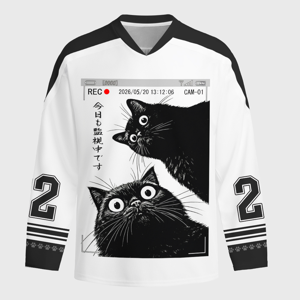 Tokyo-Tiger Two Cats Watching You Today Too Long-Sleeve Hockey Jersey