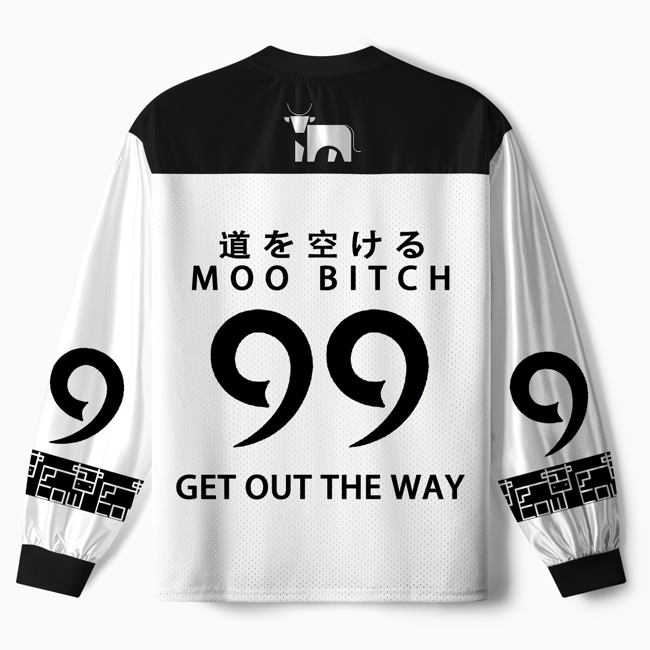 Tokyo-Tiger Funny Cow：Moo Bitch Get Out The Way Paneled Long Sleeve Jersey
