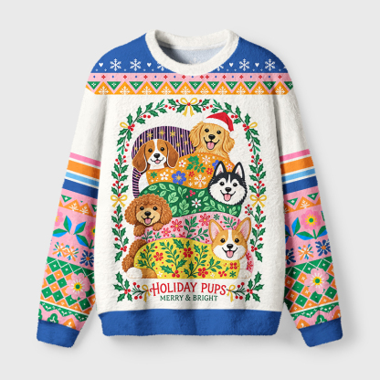 Tokyo-Tiger Christmas Dogs Of Joy Fuzzy Christmas Ugly Sweatshirt