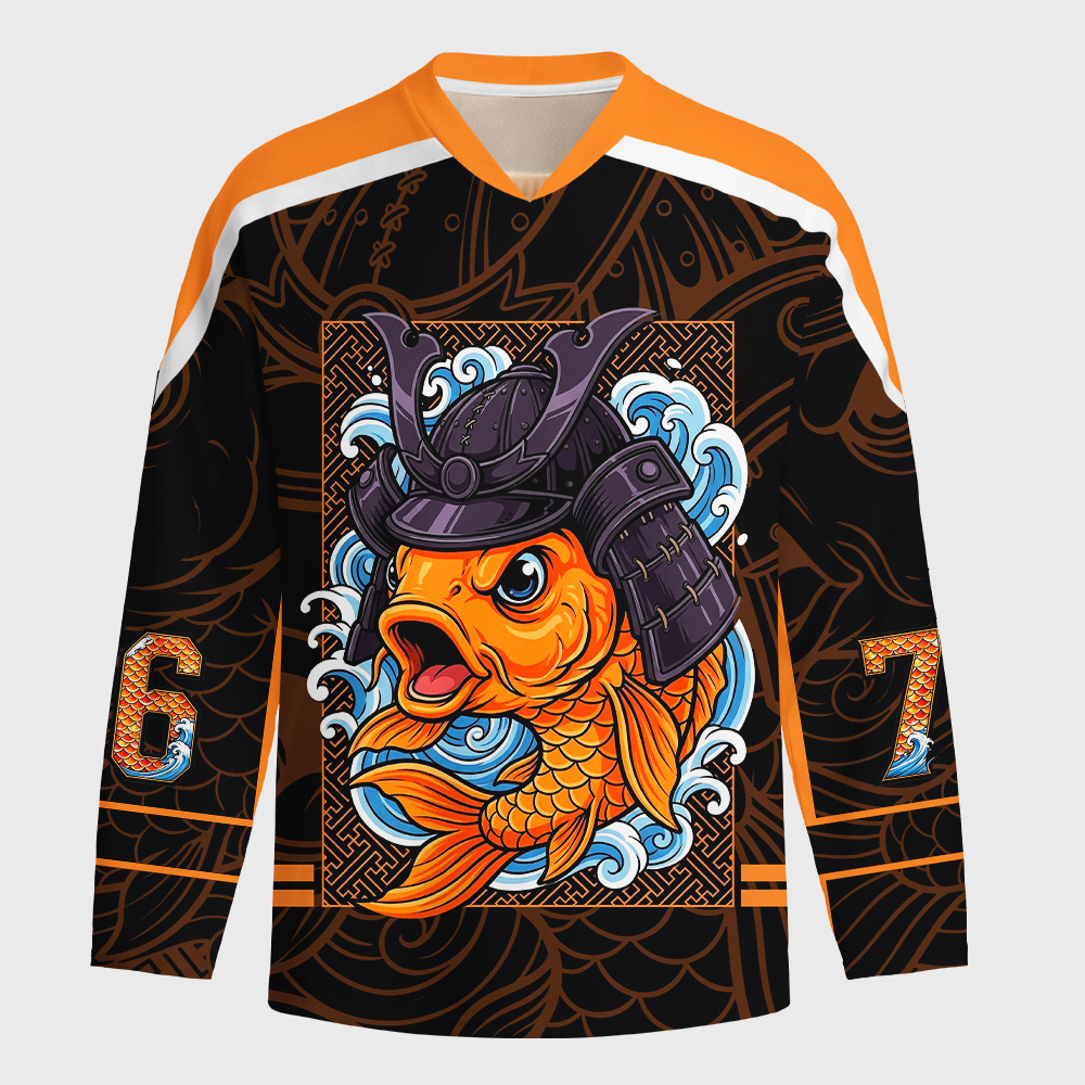 Tokyo-Tiger Samurai Koi Long-Sleeve Hockey Jersey