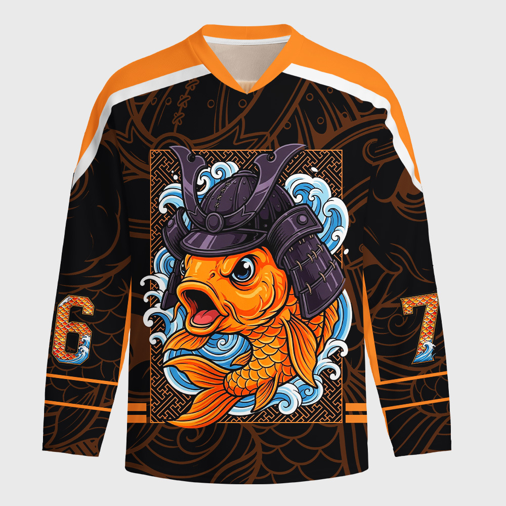 Tokyo-Tiger Samurai Koi Long-Sleeve Hockey Jersey