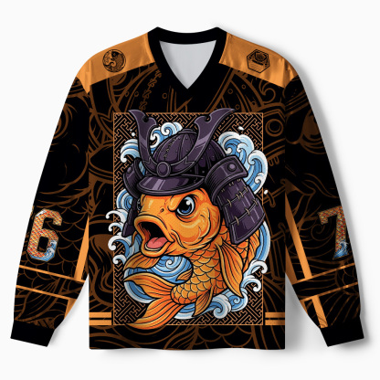 Tokyo-Tiger Samurai Koi Paneled Long Sleeve Jersey