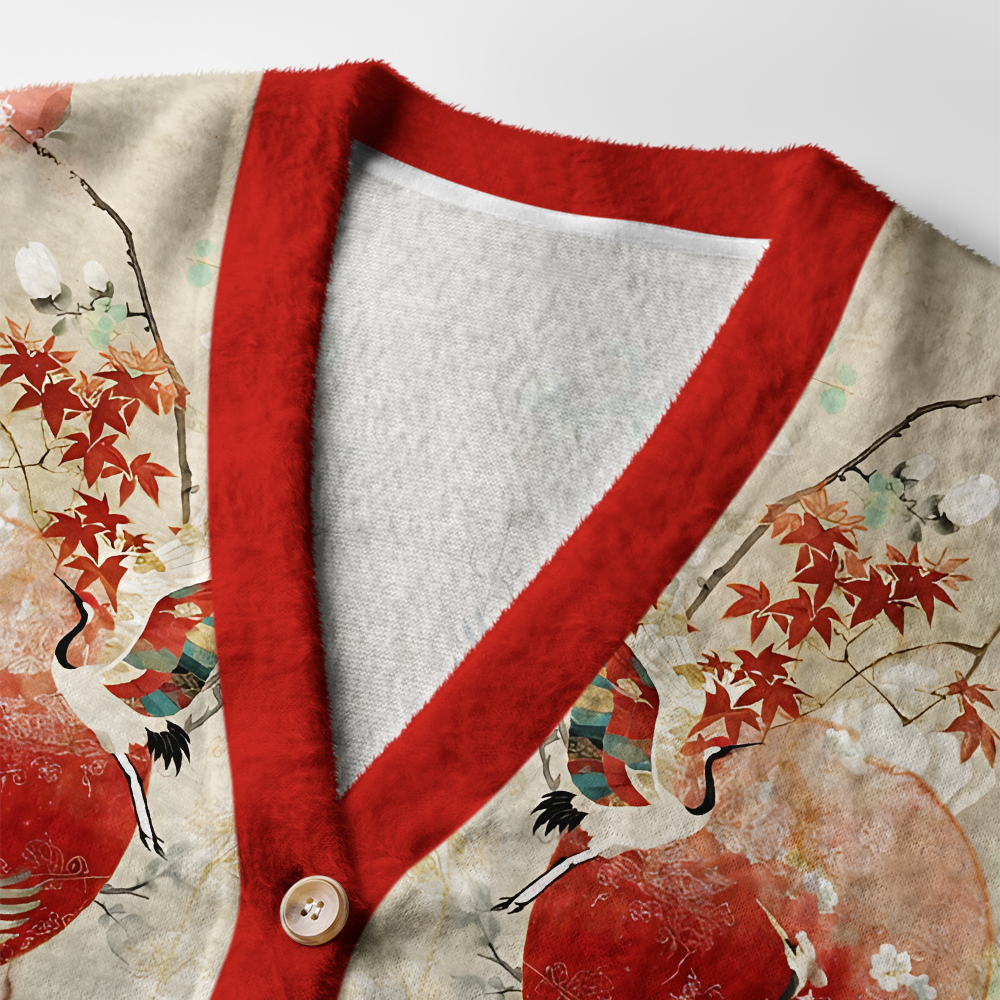 Tokyo-Tiger Crane Garden Ugly Cardigan Sweater