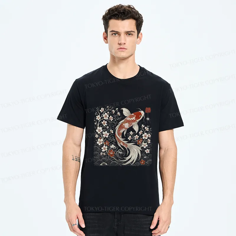 Tokyo-Tiger Vintage Sakura And Koi Classic T-Shirt