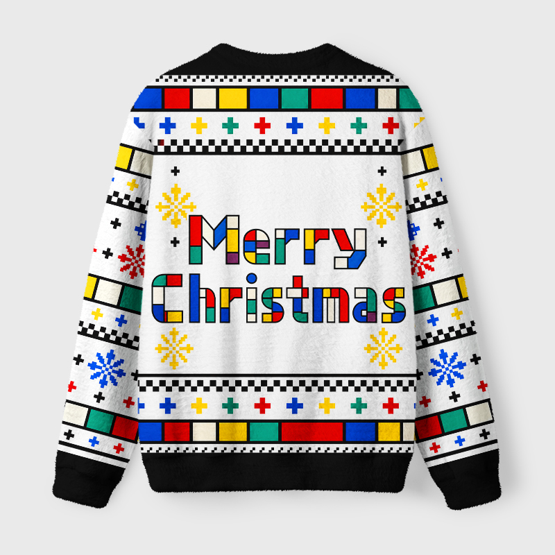 Tokyo-Tiger Geometric Art Puppy Nordic Fuzzy Christmas Ugly Sweatshirt