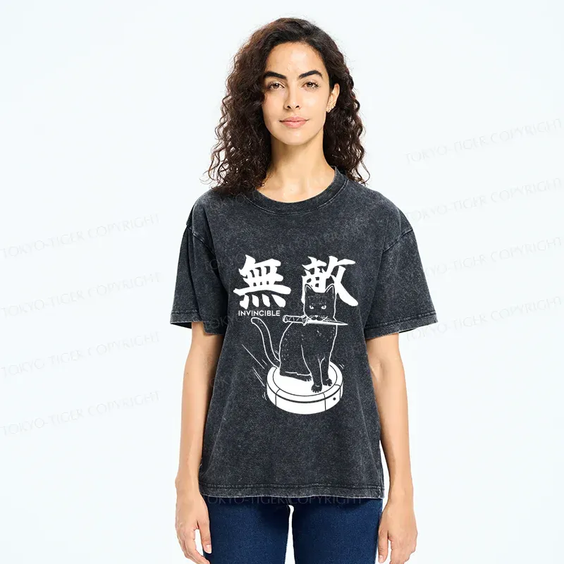 Tokyo-Tiger Invincible Cat Washed T-Shirt