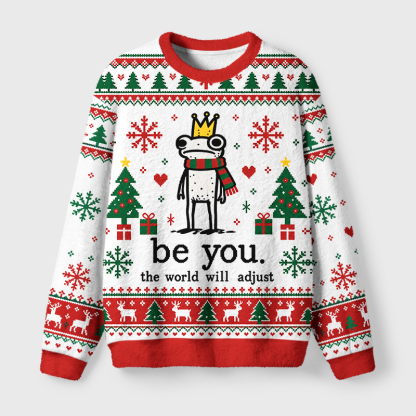 Tokyo-Tiger Crown Frog Stays True To Self Fuzzy Christmas Ugly Sweatshirt