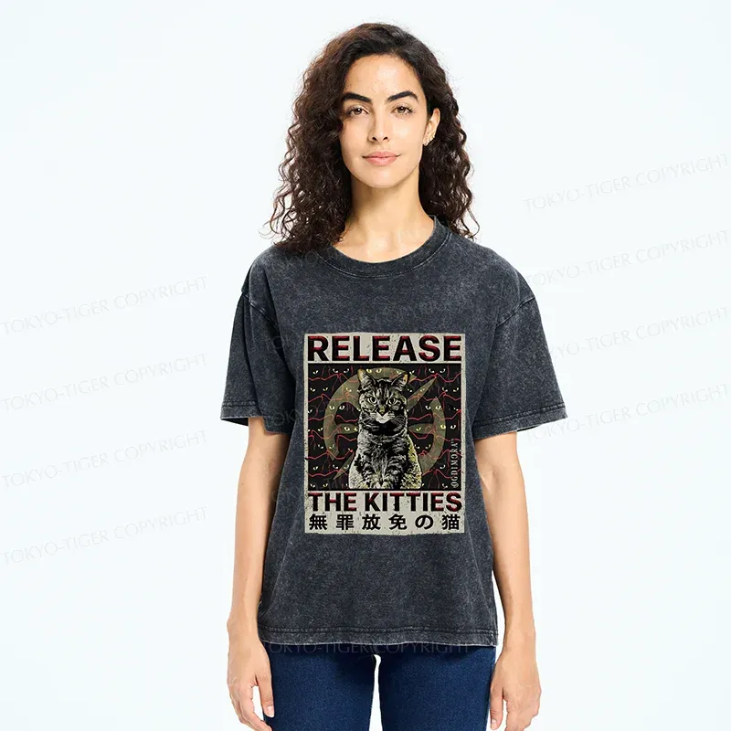 Tokyo-Tiger Release The Cat Washed T-Shirt