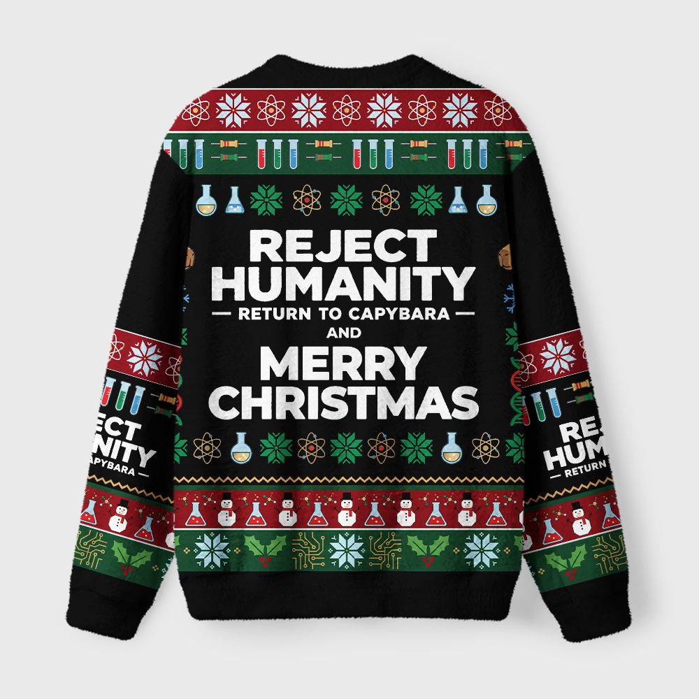 Tokyo-Tiger Funny Capybara Evolution Meme Fuzzy Christmas Ugly Sweatshirt