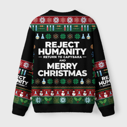 Tokyo-Tiger Funny Capybara Evolution Meme Fuzzy Christmas Ugly Sweatshirt