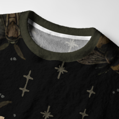 Tokyo-Tiger Retro Woodland Flora Bug Fuzzy Christmas Ugly Sweatshirt