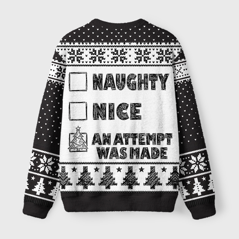 Tokyo-Tiger Santa Checklist Funny Meme Fuzzy Christmas Ugly Sweatshirt