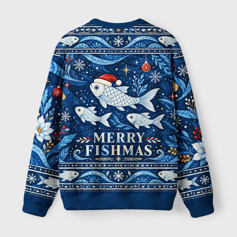 Tokyo-Tiger Funny Sardine School Christmas Ugly Sweatshirt