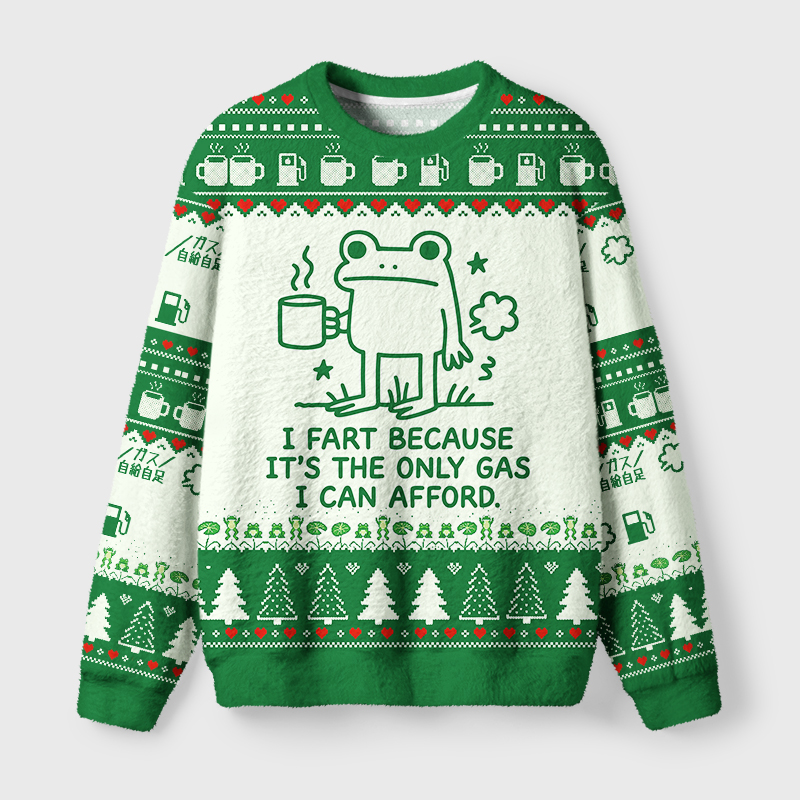Tokyo-Tiger Funny Cute Frog Gas Meme Fuzzy Christmas Ugly Sweatshirt