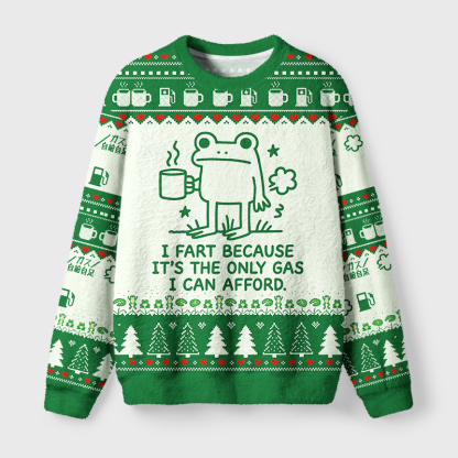 Tokyo-Tiger Funny Cute Frog Gas Meme Fuzzy Christmas Ugly Sweatshirt