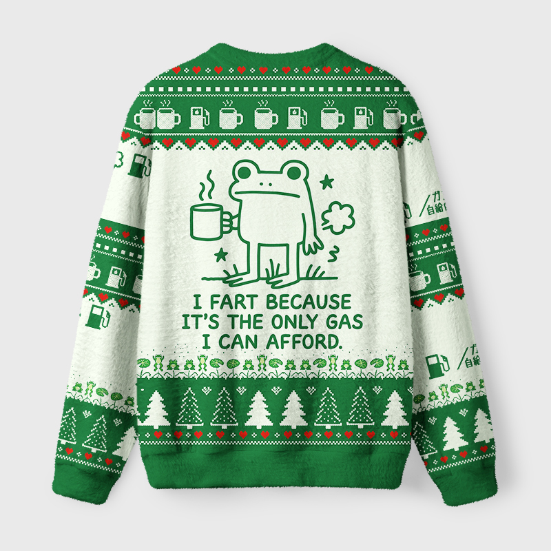 Tokyo-Tiger Funny Cute Frog Gas Meme Fuzzy Christmas Ugly Sweatshirt