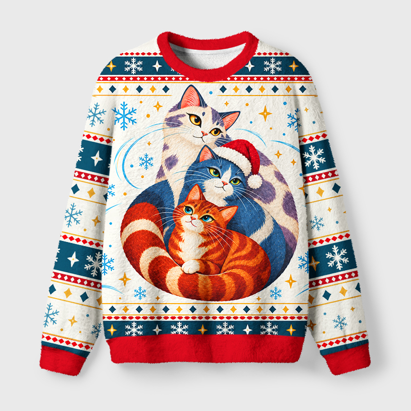 Tokyo-Tiger Three Cats Are Huddled Together Christmas Ugly Sweatshirt Sale