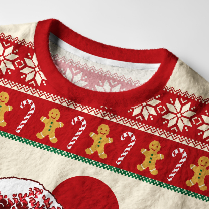 Tokyo-Tiger Gingerbread Surf Christmas Wave Fuzzy Christmas Ugly Sweatshirt