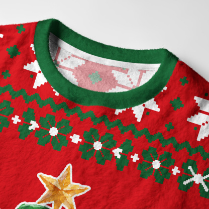 Tokyo-Tiger Cat Tree Christmas Fuzzy Christmas Ugly Sweatshirt