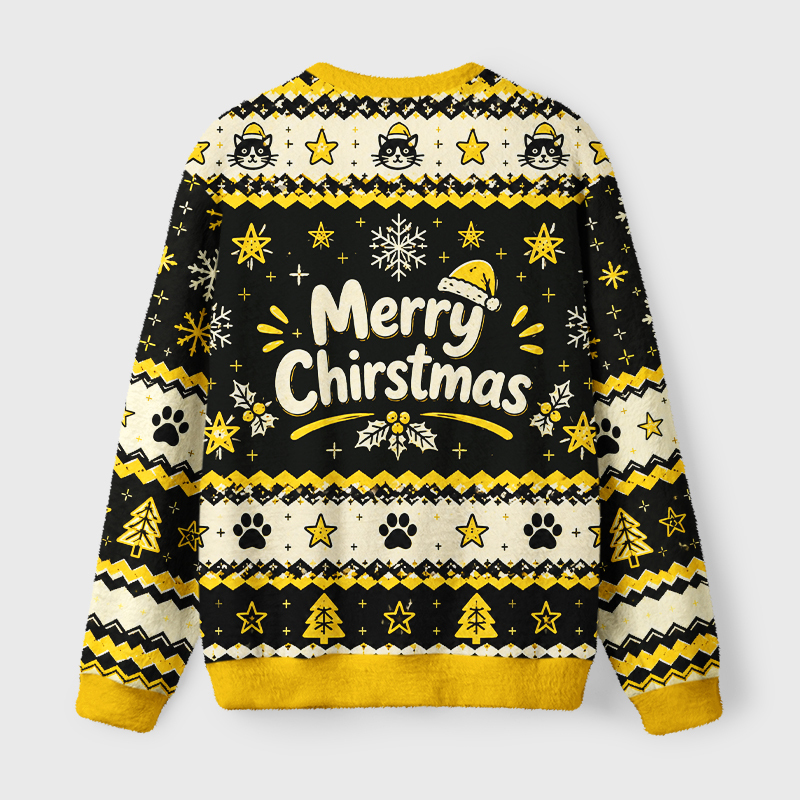 Tokyo-Tiger Dizzy Goofy Cat Fuzzy Christmas Ugly Sweatshirt