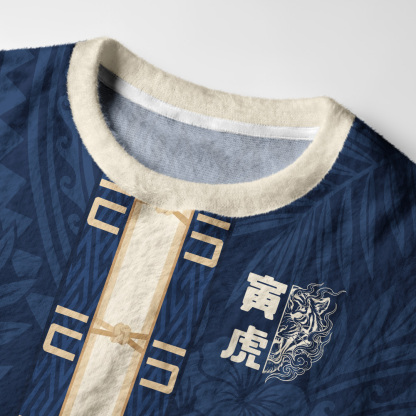Tokyo-Tiger Vintage Japanese Tiger Traditional Fuzzy Christmas Ugly Sweatshirt