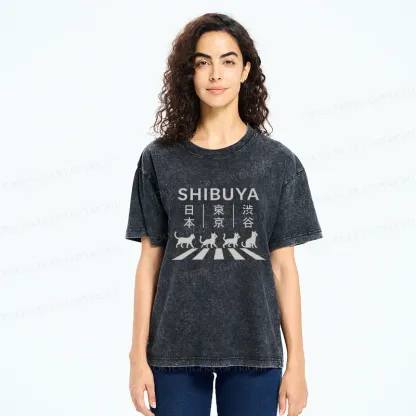 Tokyo-Tiger Shibuya Sidewalk Washed T-Shirt