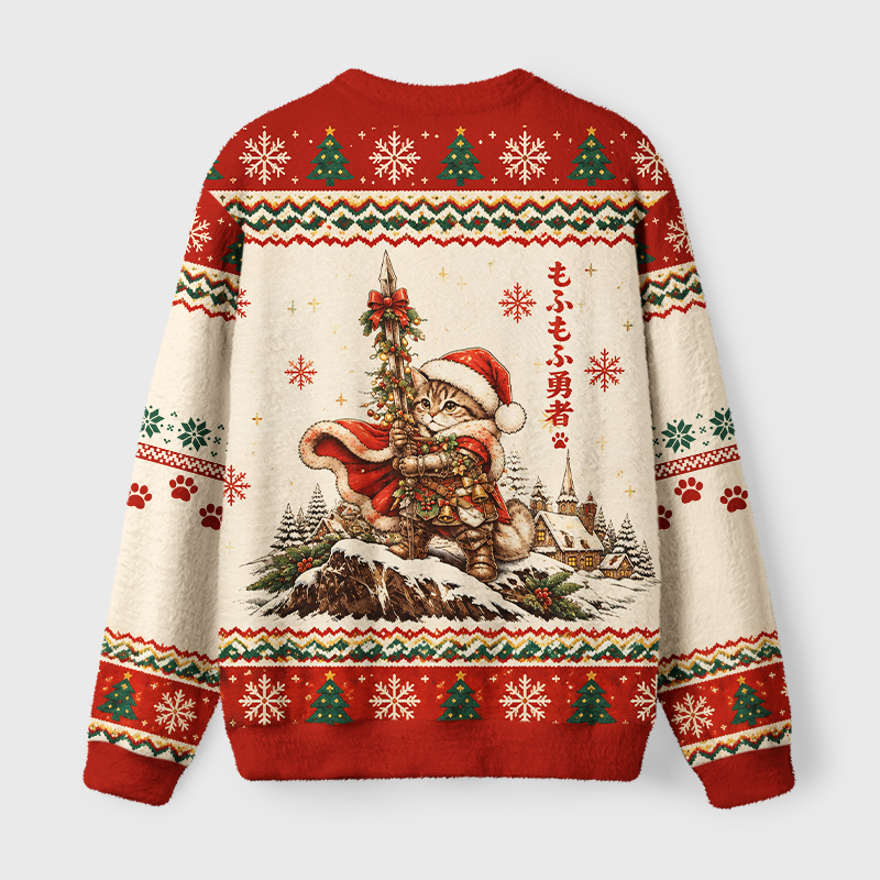 Tokyo-Tiger Fluffy Warrior Kitty Fuzzy Christmas Ugly Sweatshirt