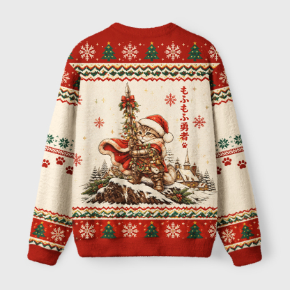 Tokyo-Tiger Fluffy Warrior Kitty Fuzzy Christmas Ugly Sweatshirt