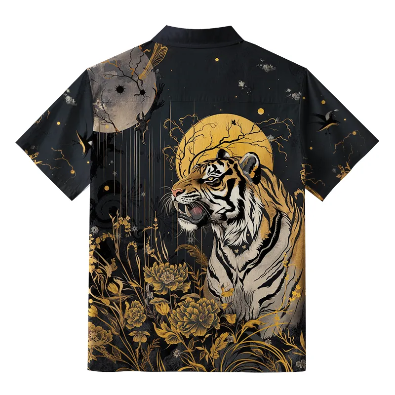 Tokyo-Tiger Majesty in the Shadows The Forest Tiger Button-up Shirt