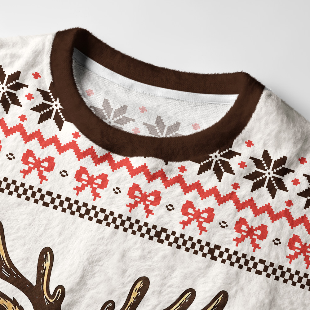 Tokyo-Tiger Beer Reindeer Christmas Fuzzy Christmas Ugly Sweatshirt